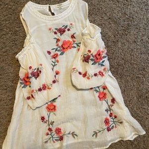 Umgee Floral Embroidered off the shoulder blouse